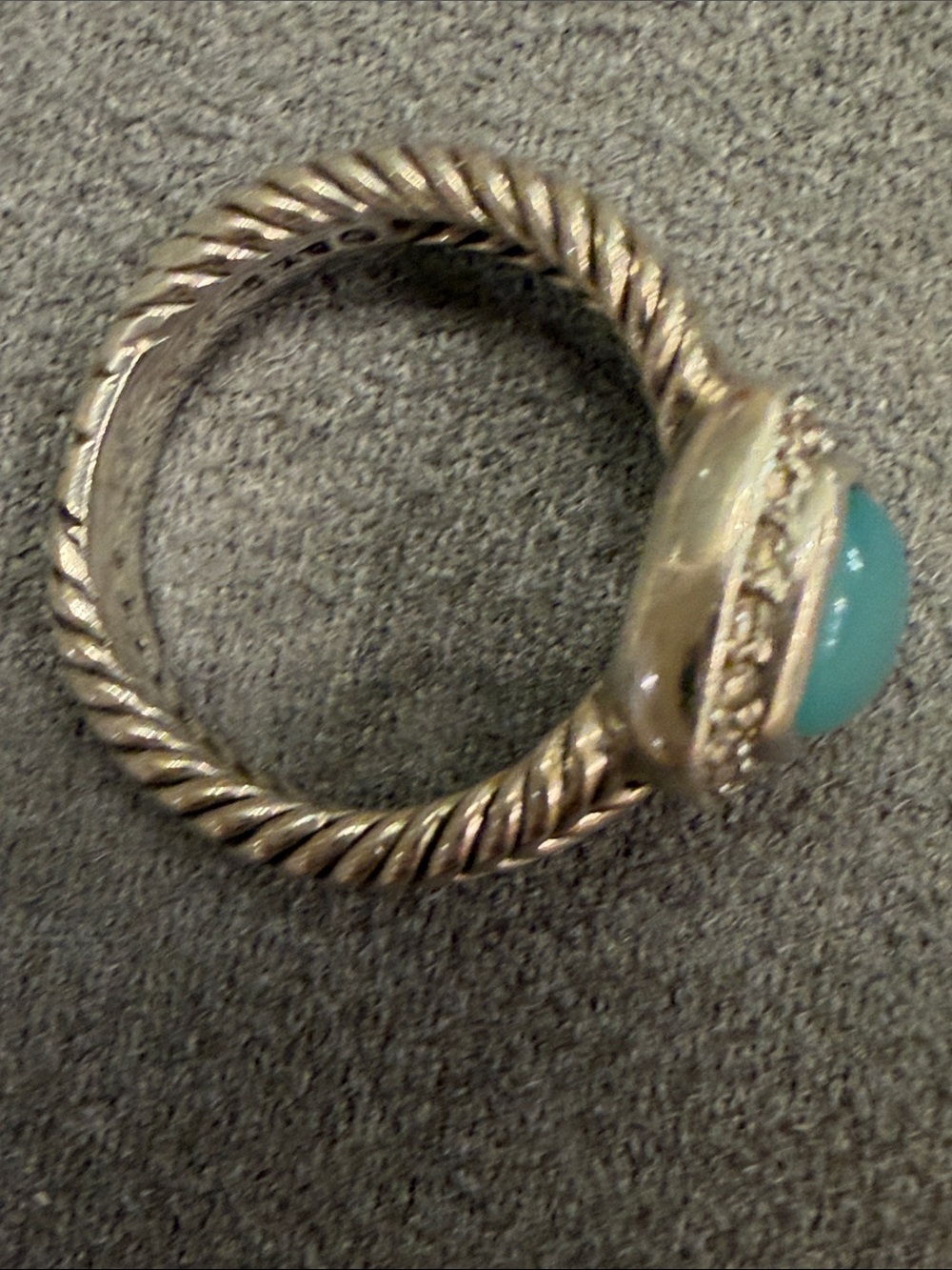 David Yurman Blue Chalcedony Cable Stack Ring with Pavé Halo - Picture 6 of 9